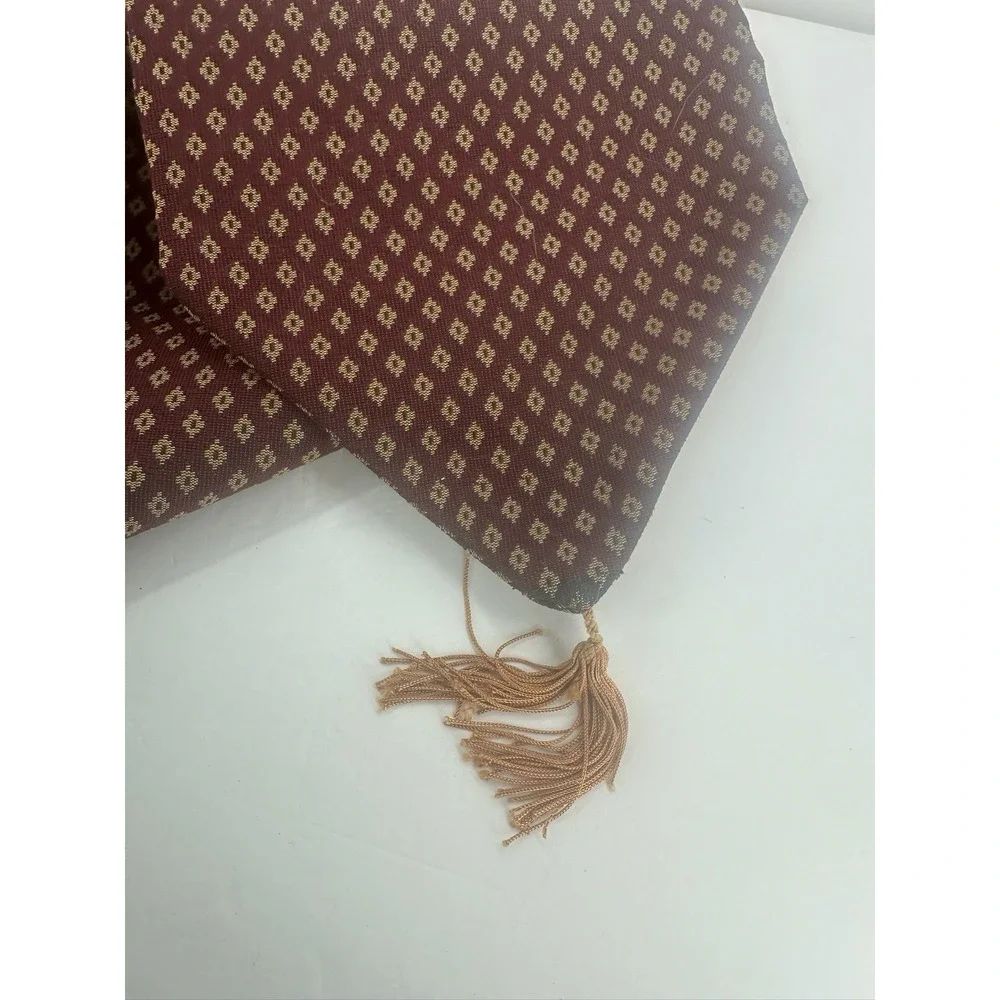 Brown Textured Textile Table Runner with Tassels